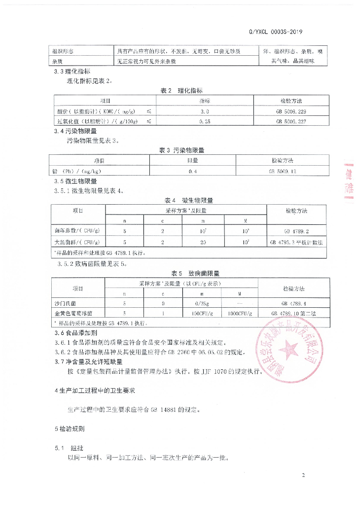 Q/YXCL 0003S-2019 标准预览