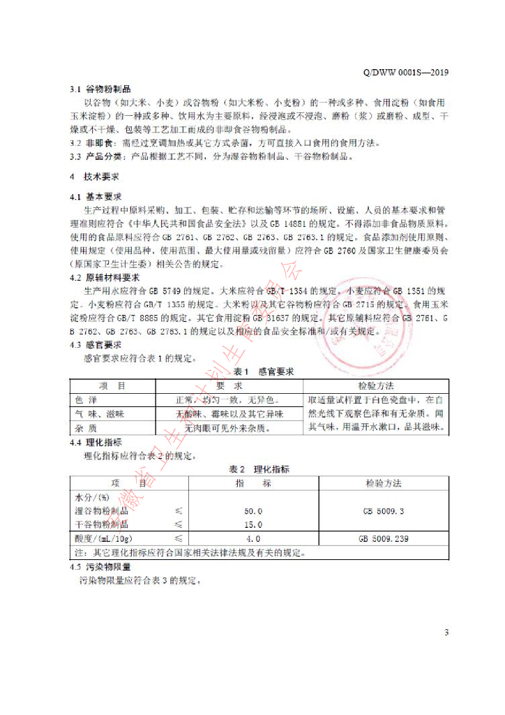 Q/DWW 0001S-2019 标准预览