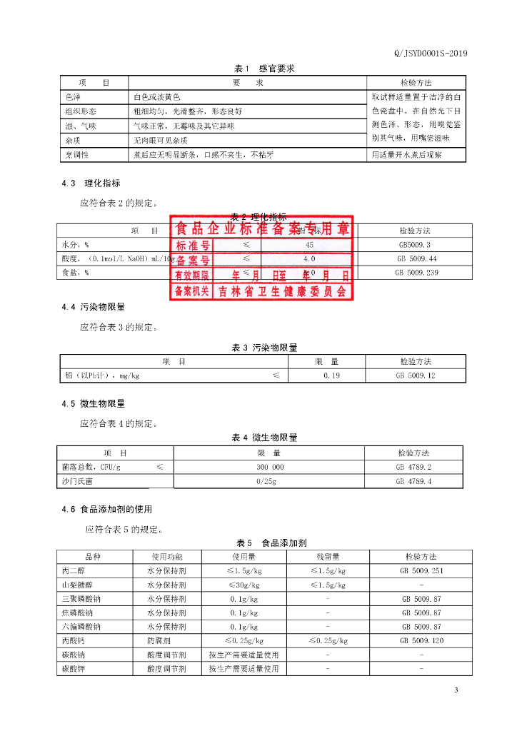 Q/JSYD 0001S-2019 标准预览