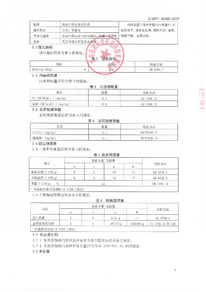 Q/CHYT 0008S-2019 标准预览