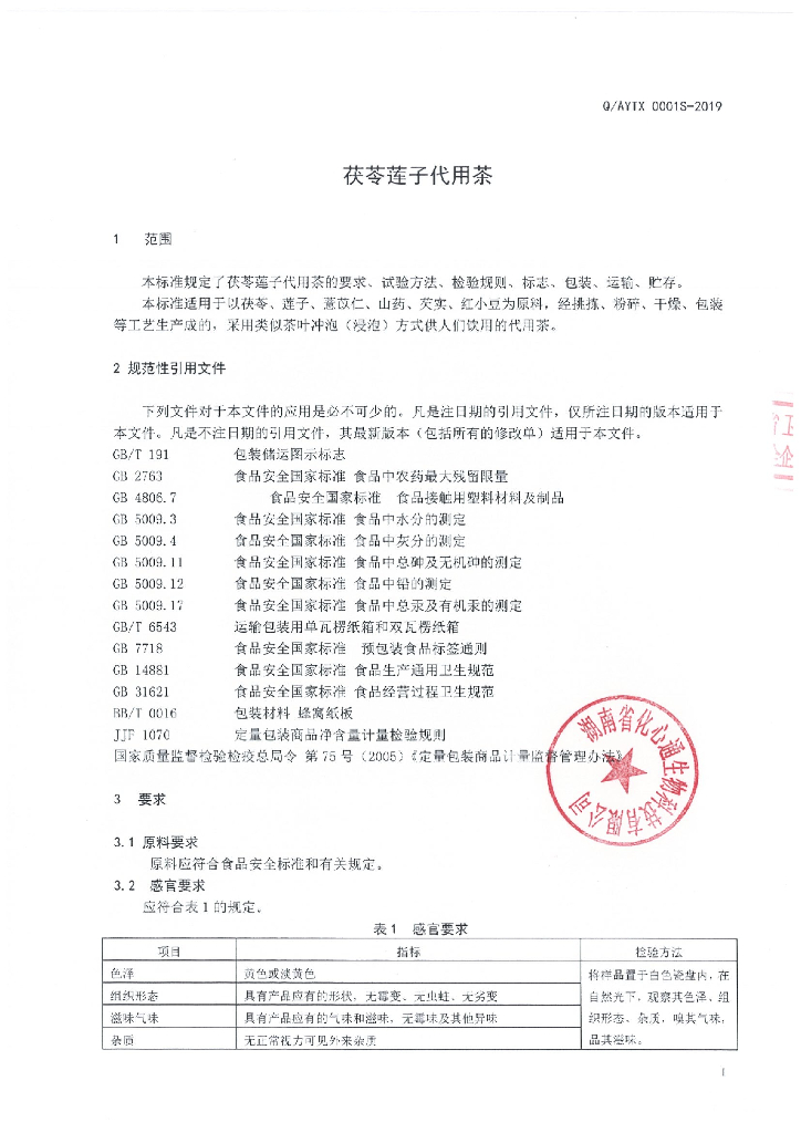 Q/AYTX 0001S-2019 标准预览