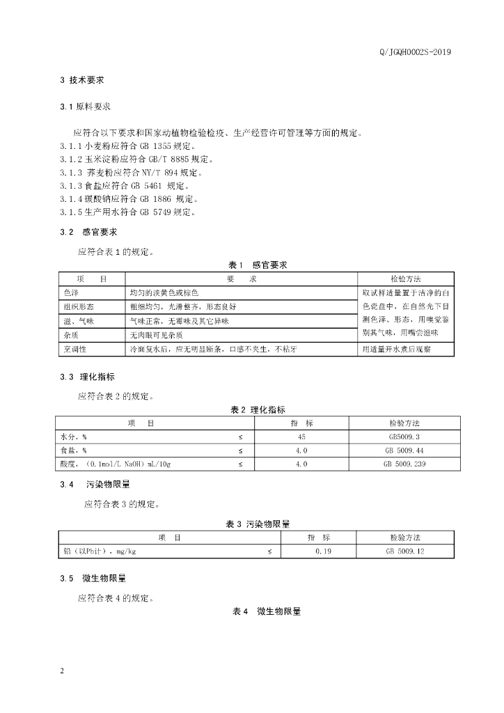 Q/JGQH 0002S-2019 标准预览