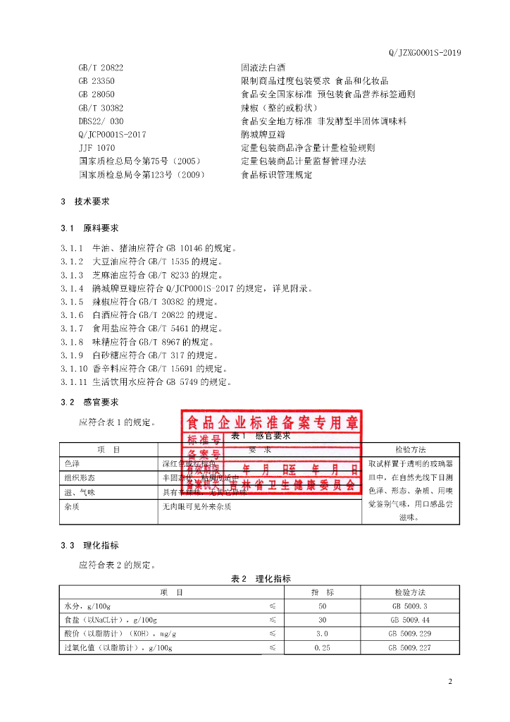 Q/JZXG 0001S-2019 标准预览