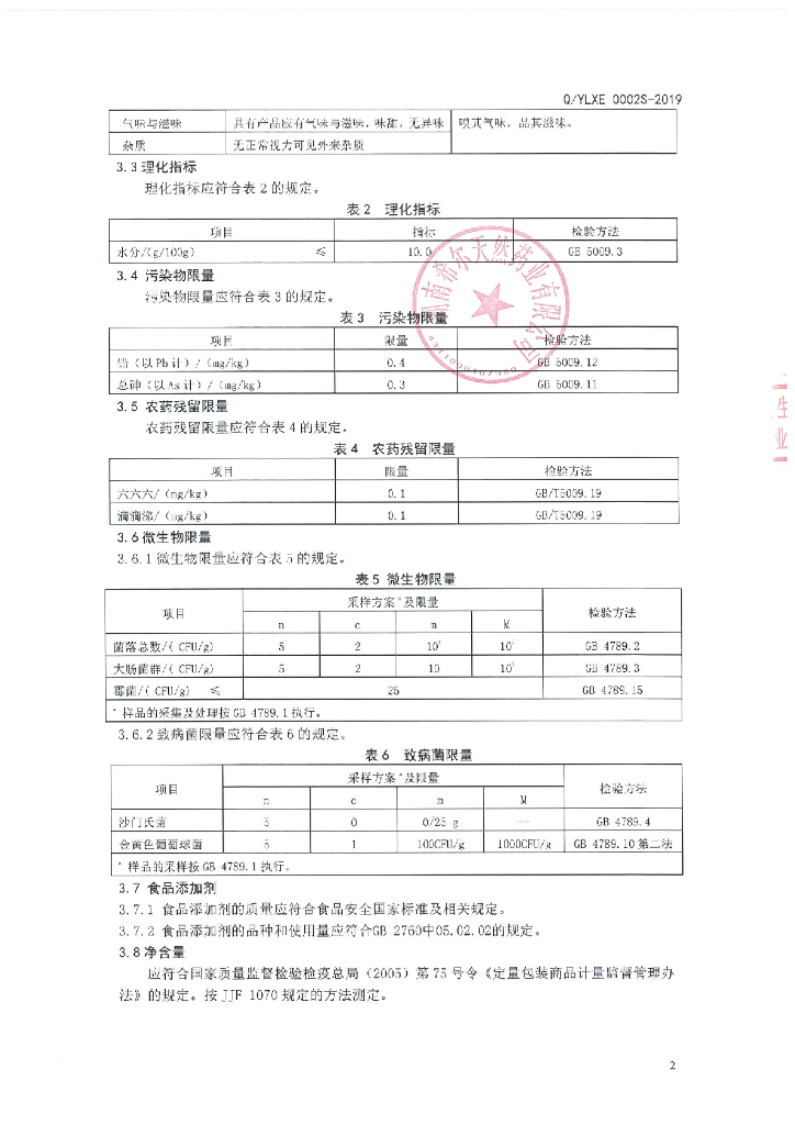 Q/YLXE 0002S-2019 标准预览