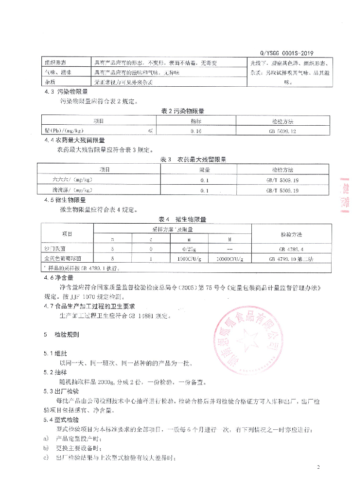 Q/YSGG 0001S-2019 标准预览