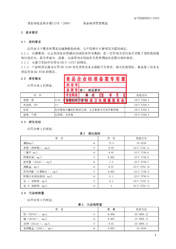 Q/FQYQ 0002S-2019 标准预览