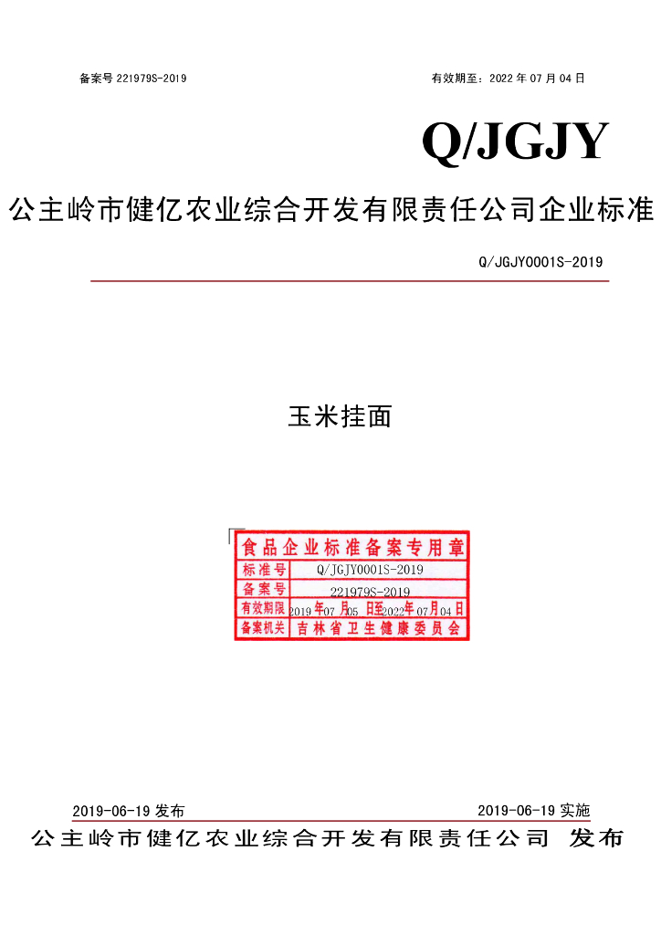 Q/JGJY 0001S-2019 标准预览