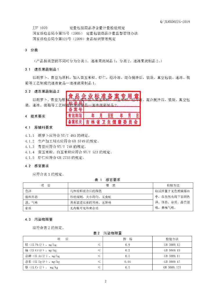 Q/JLHX 0022S-2019 标准预览
