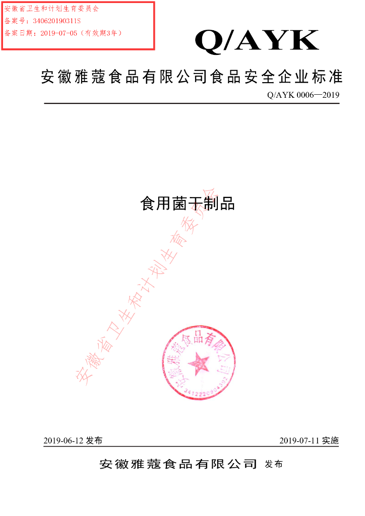 Q/AYK 0006S-2019 标准预览