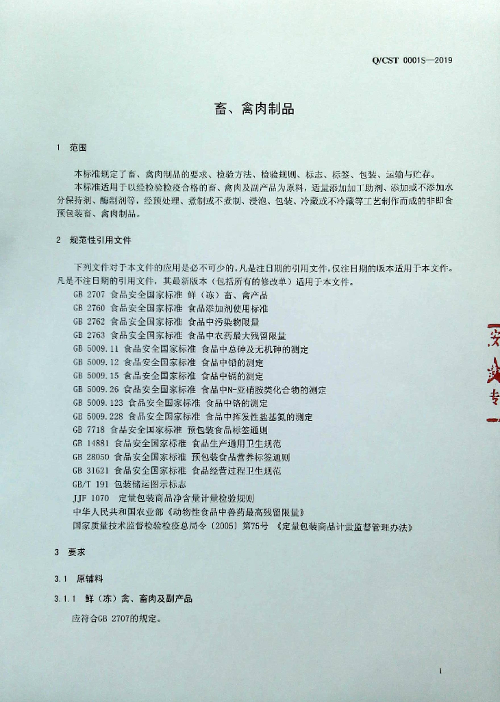 Q/CST 0001S-2019 标准预览
