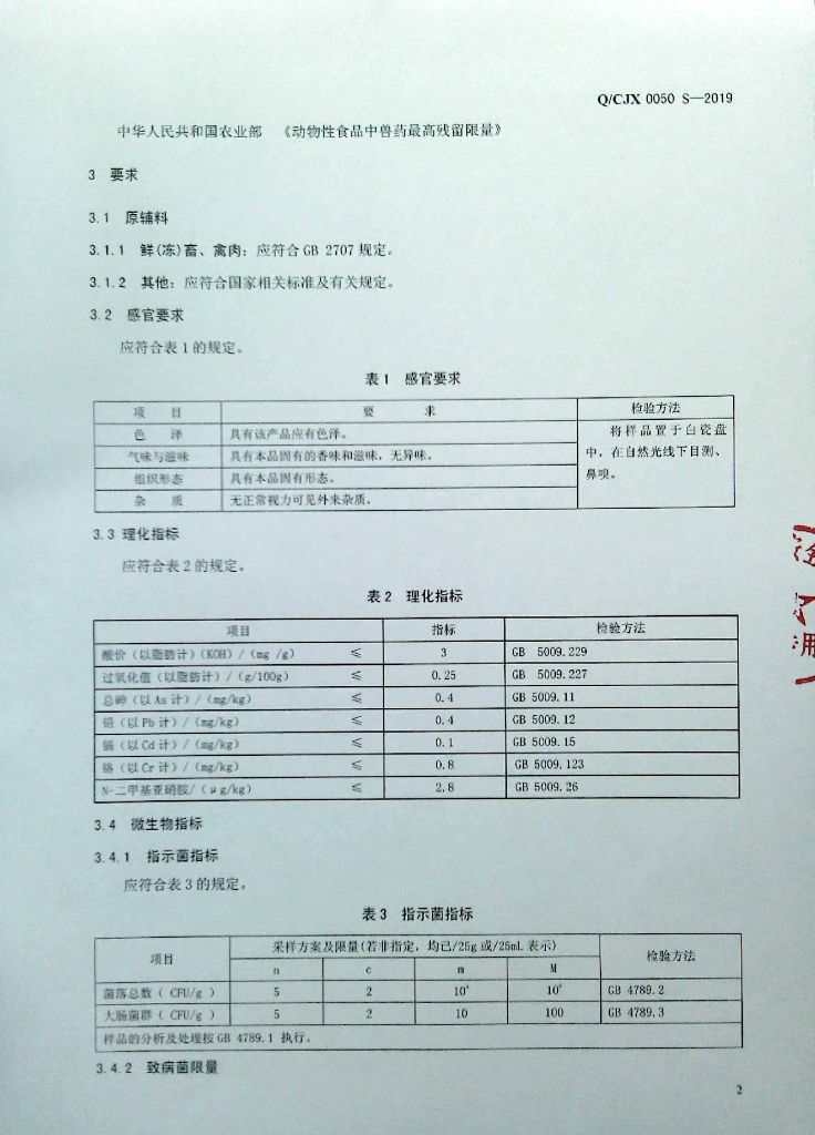 Q/CJX 0050S-2019 标准预览