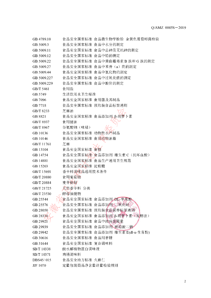 Q/AMZ 0005S-2019 标准预览