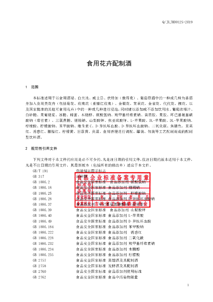 Q/JLJM 0012S-2019 标准预览