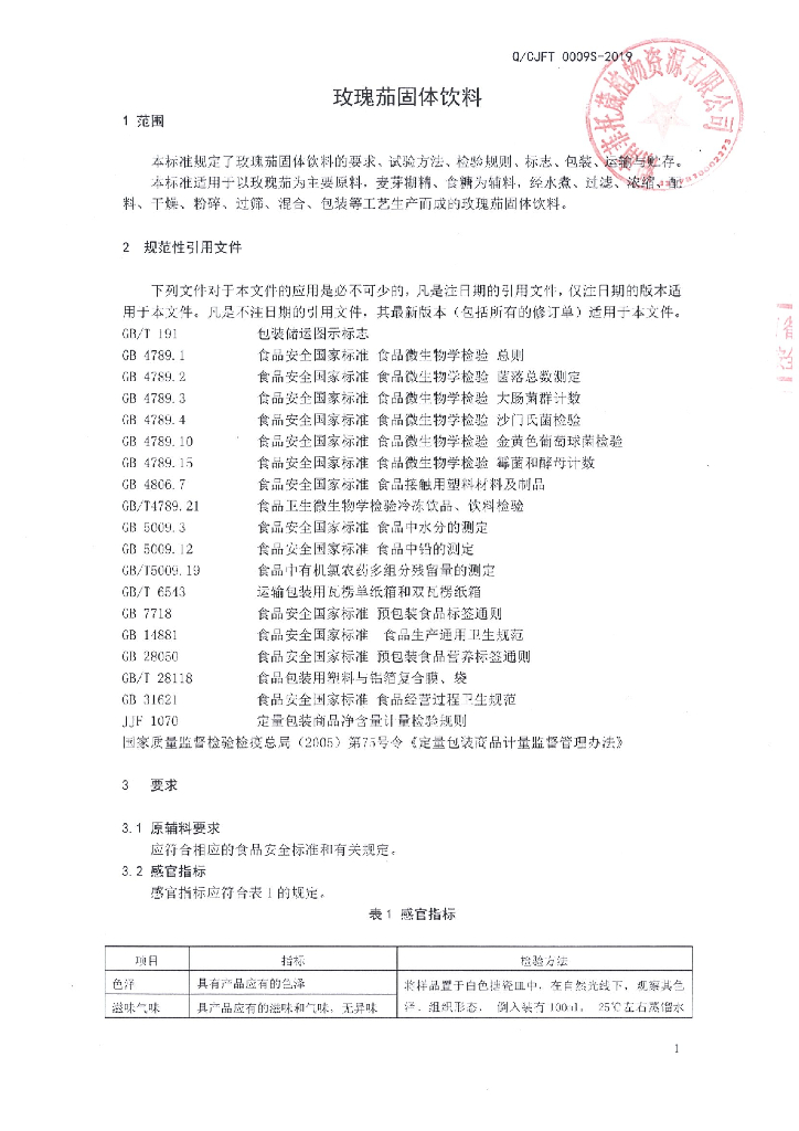 Q/CJFT 0009S-2019 标准预览