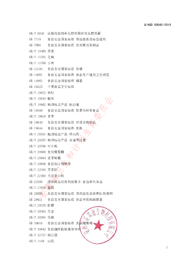 Q/HQD 0004S-2019 标准预览
