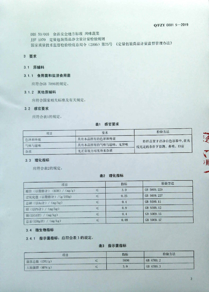 Q/FZY 0003S-2019 标准预览