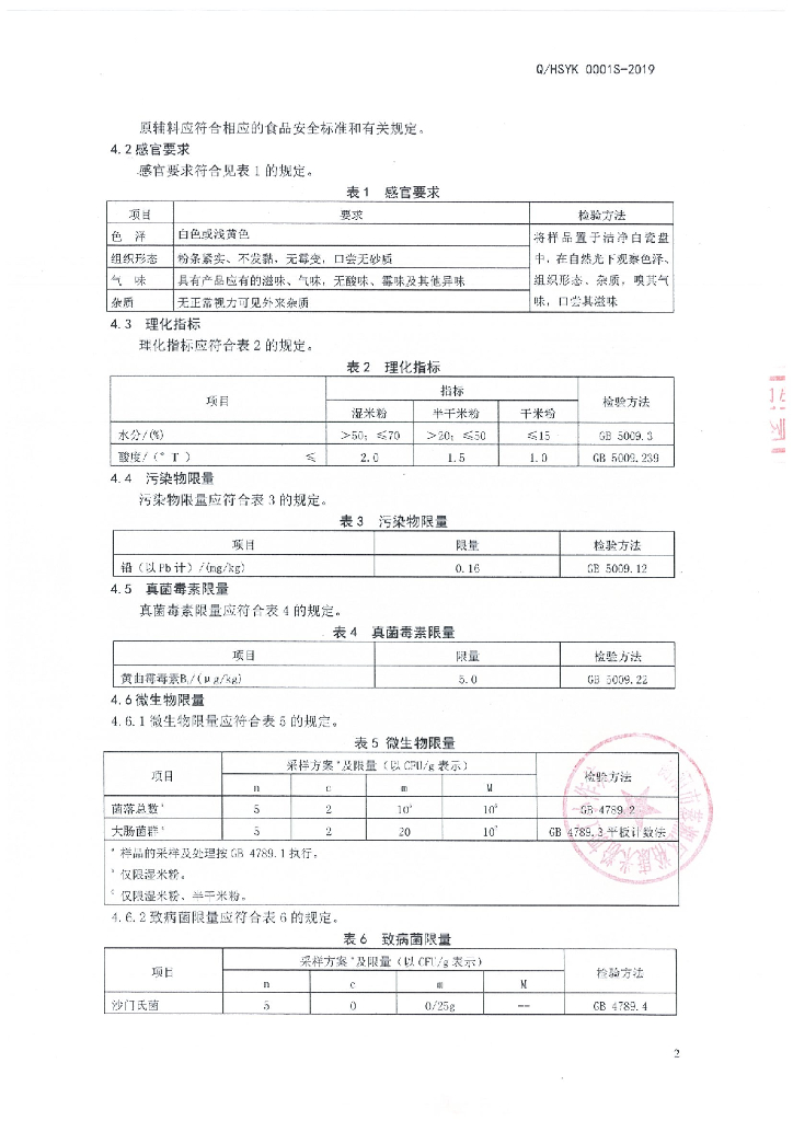 Q/HSYK 0001S-2019 标准预览