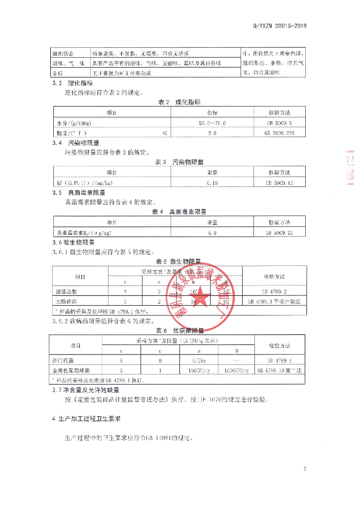 Q/YXZM 0001S-2019 标准预览