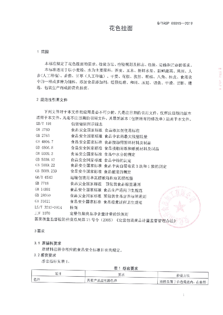 Q/YASP 0001S-2019 标准预览