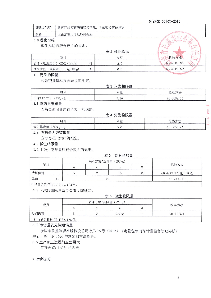 Q/YXCK 0010S-2019 标准预览