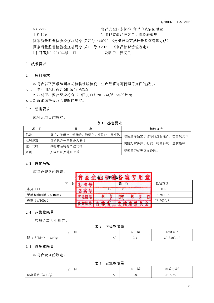 Q/MHHM 0015S-2019 标准预览