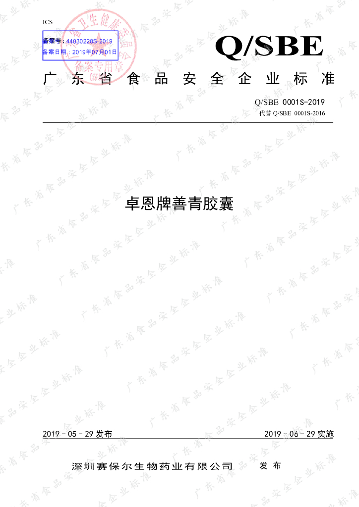 Q/SBE 0001S-2019 标准预览