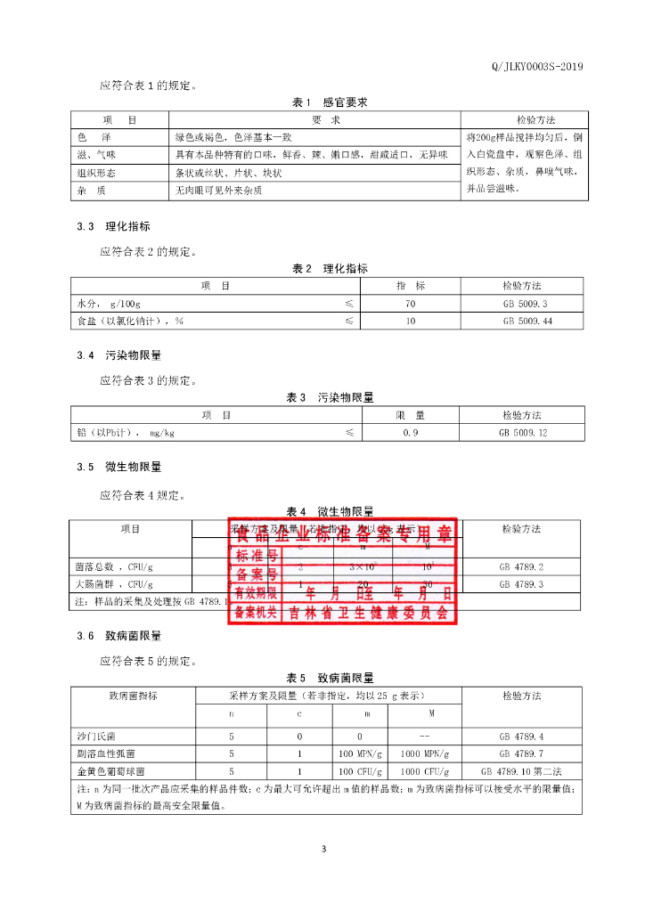Q/JLKY 0003S-2019 标准预览