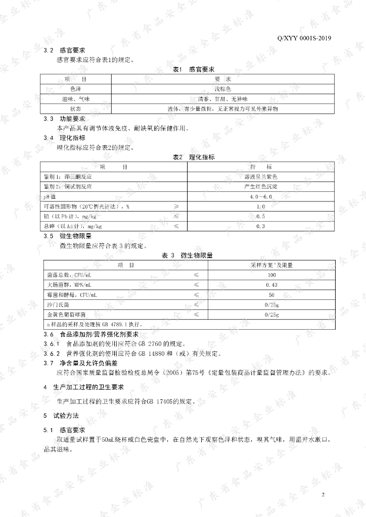 Q/XYY 0001S-2019 标准预览