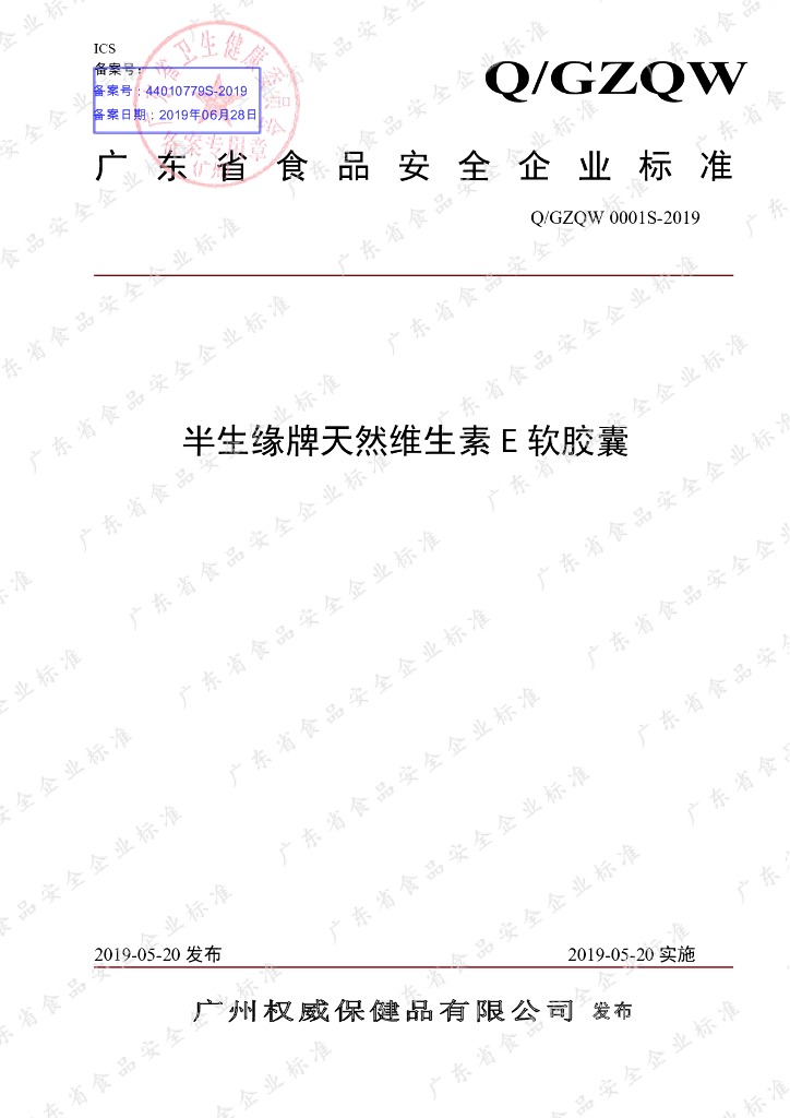Q/GZQW 0001S-2019 标准预览
