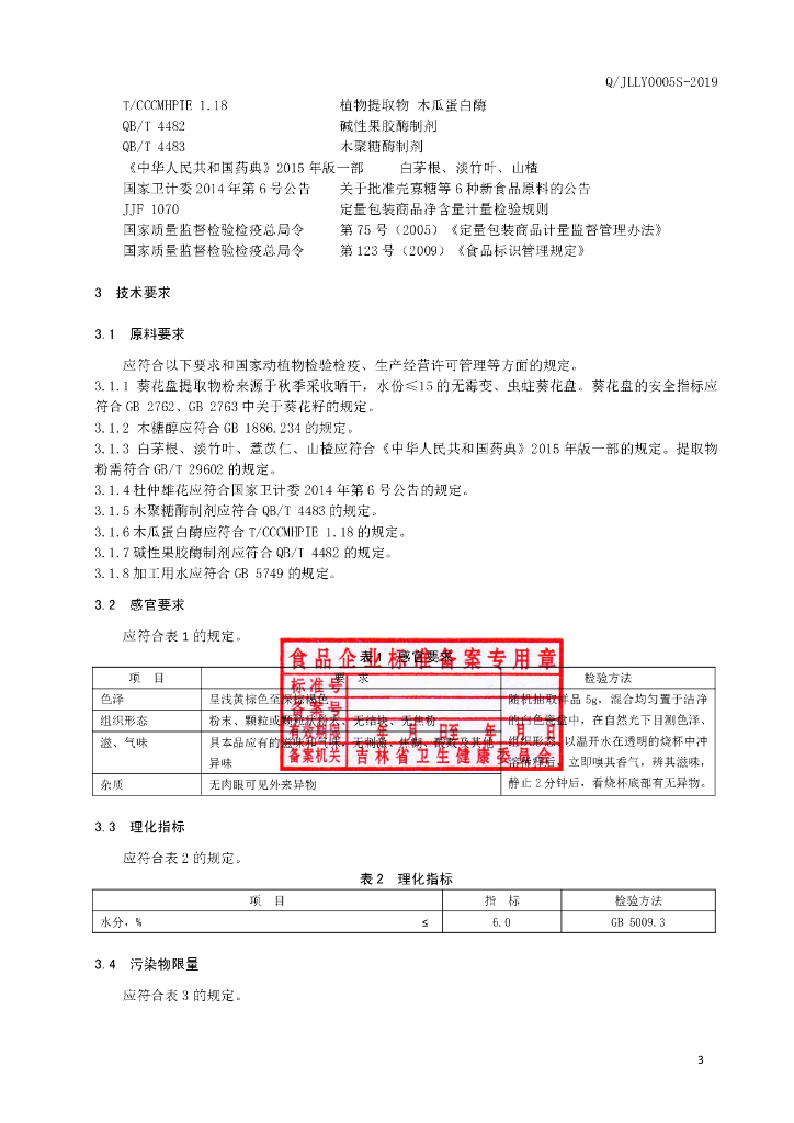 Q/JLLY 0005S-2019 标准预览