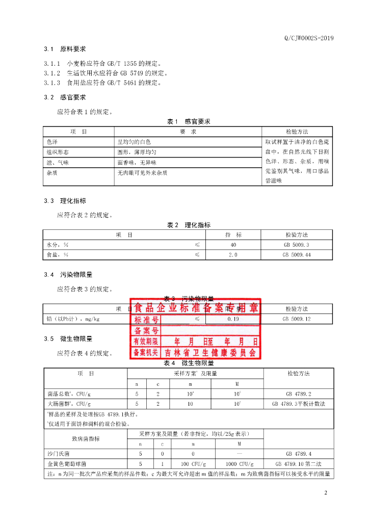 Q/CJW 0002S-2019 标准预览