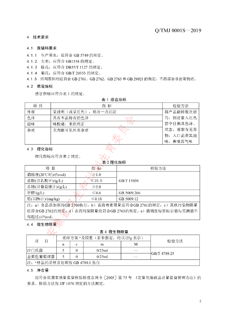 Q/TMJ 0001S-2019 标准预览