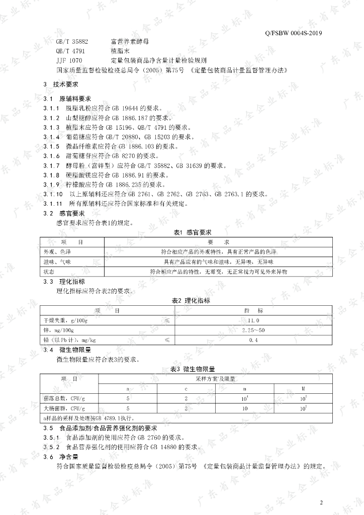 Q/FSBW 0004S-2019 标准预览