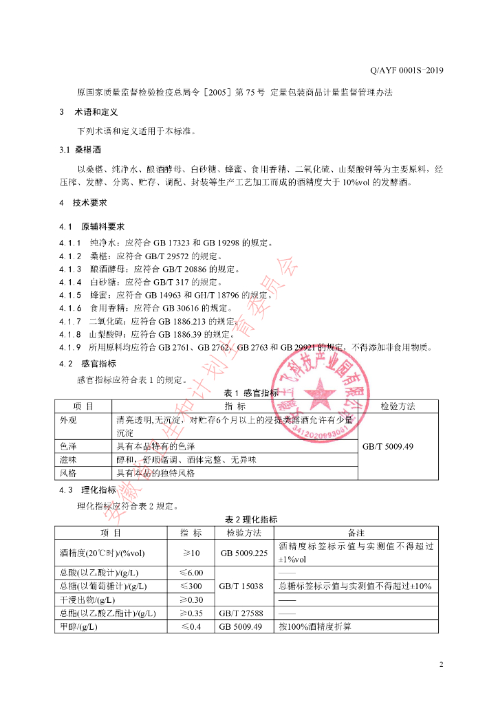 Q/AYF 0001S-2019 标准预览