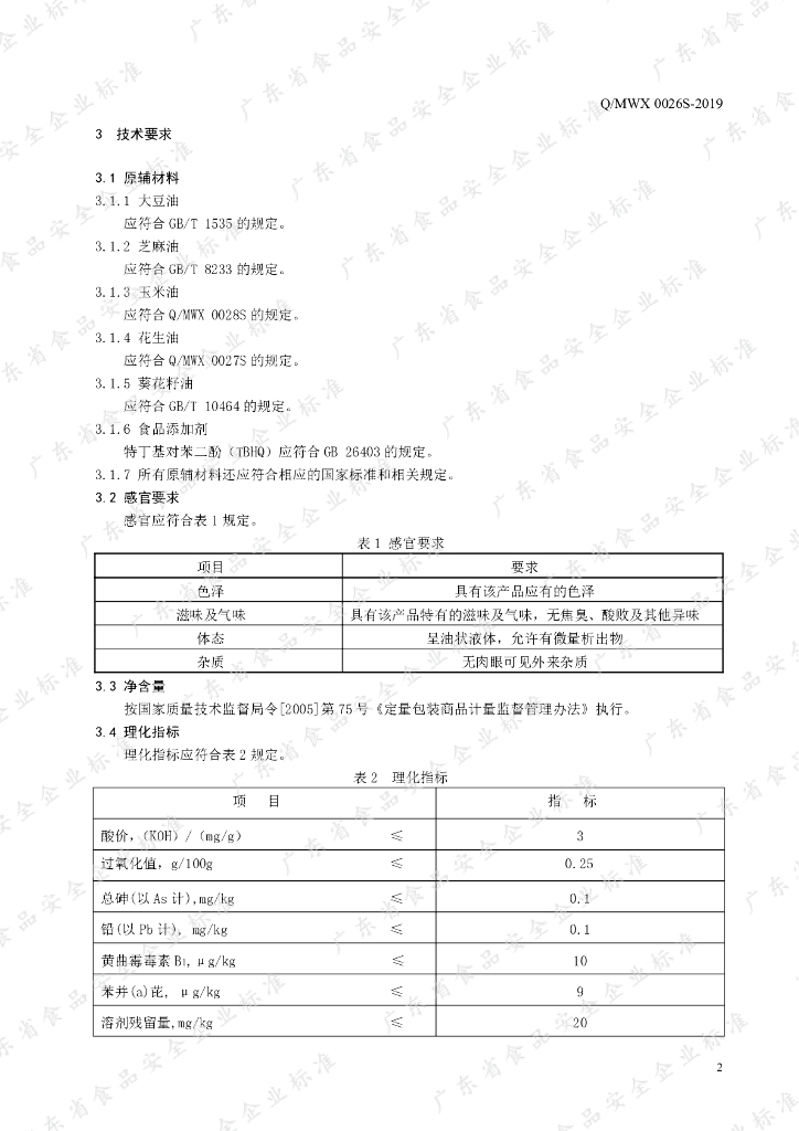 Q/MWX 0026S-2019 标准预览
