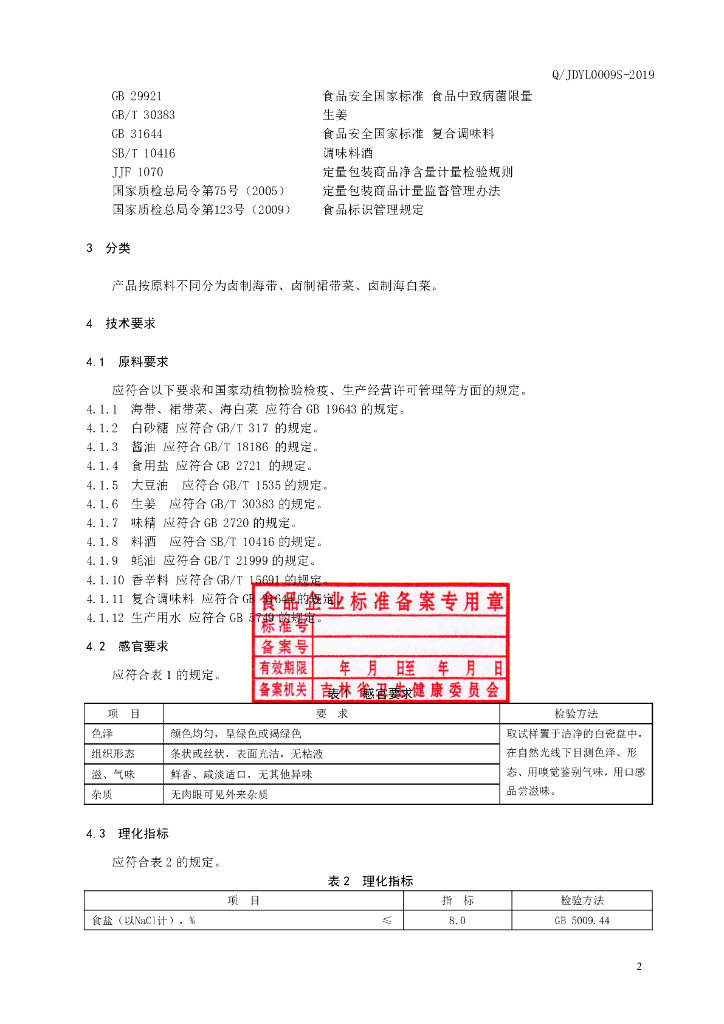 Q/JDYL 0009S-2019 标准预览