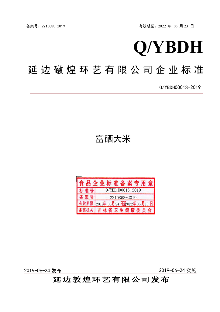 Q/YBDH 0001S-2019 标准预览