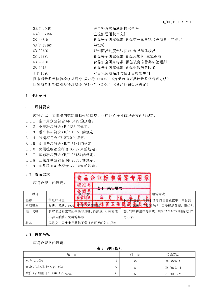 Q/CCJF 0001S-2019 标准预览