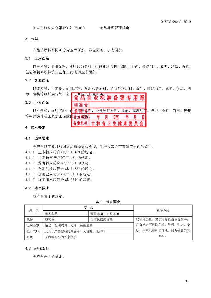 Q/YBYH 0002S-2019 标准预览