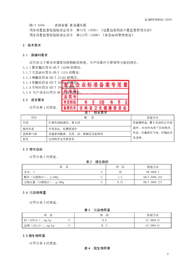 Q/QHSP 0004S-2019 标准预览