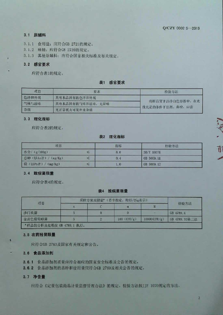 Q/CZY 0002S-2019 标准预览