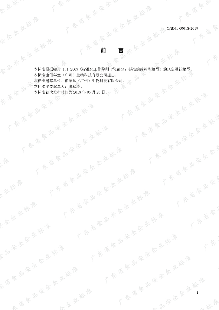 Q/BNT 0001S-2019 标准预览