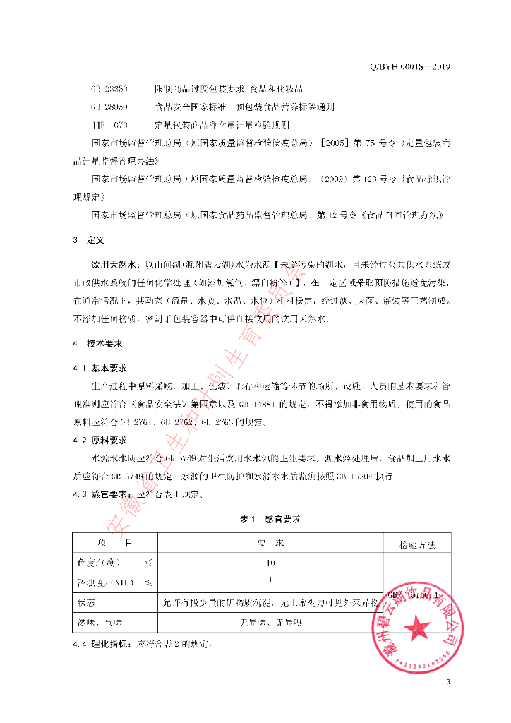 Q/BYH 0001S-2019 标准预览