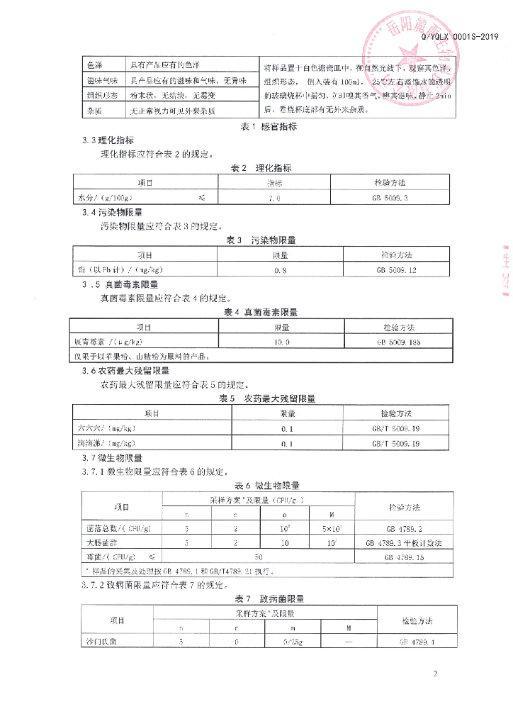Q/YQLX 0001S-2019 标准预览