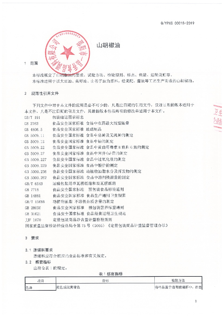 Q/YPXG 0001S-2019 标准预览