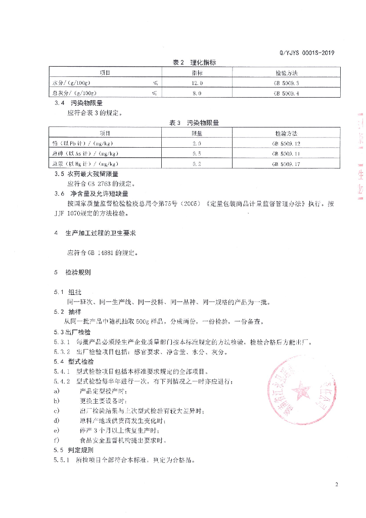 Q/YJYS 0001S-2019 标准预览