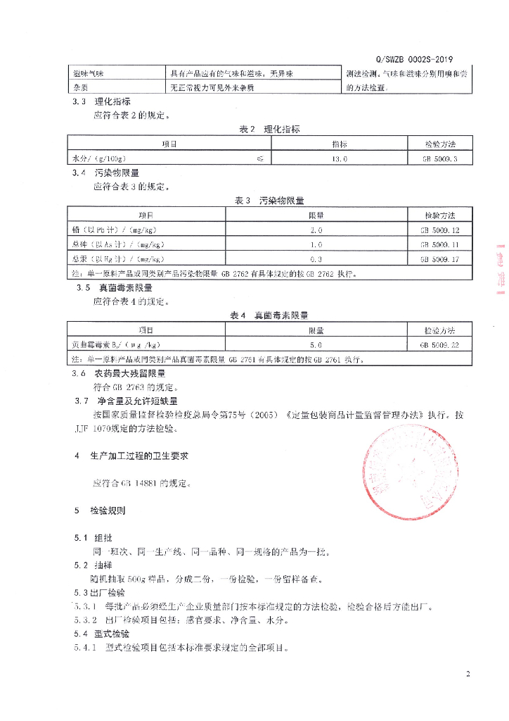 Q/SWZB 0002S-2019 标准预览