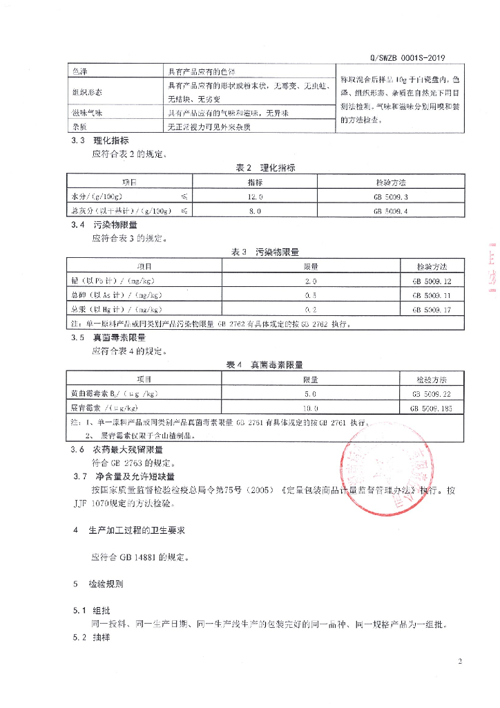 Q/SWZB 0001S-2019 标准预览