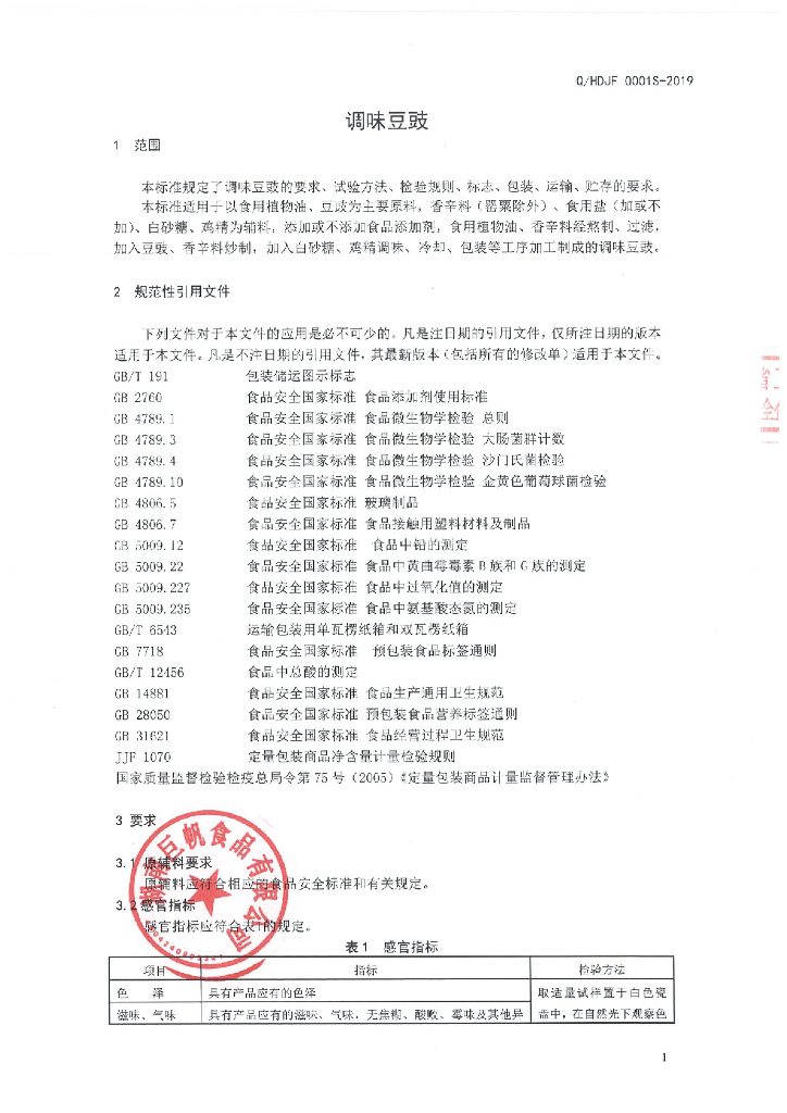 Q/HDJF 0001S-2019 标准预览