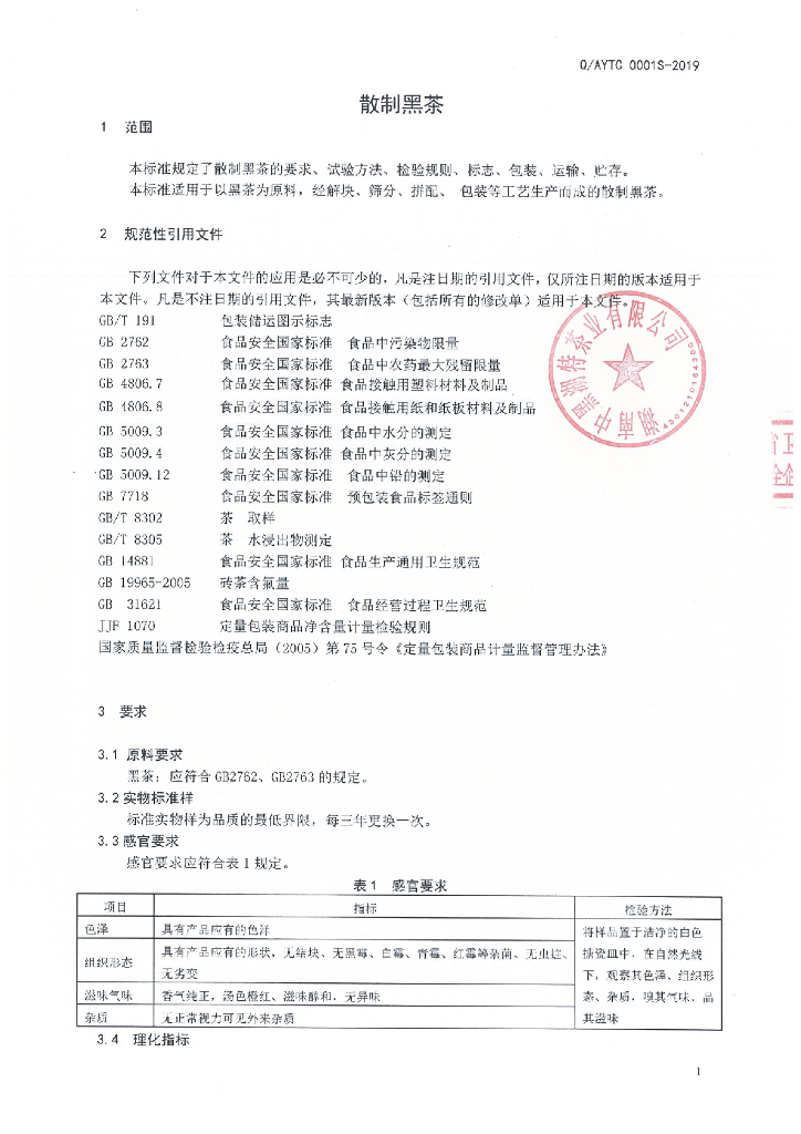 Q/AYTC 0001S-2019 标准预览